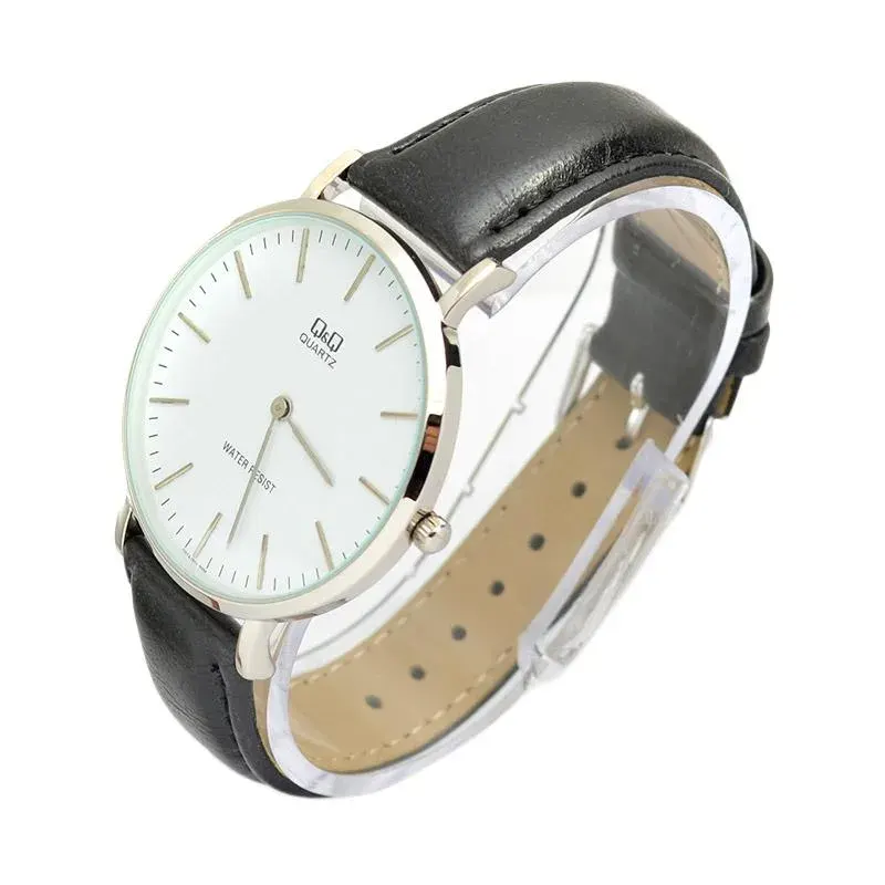 Q&Q Japan Quartz White Dial Leather Strap Men's Watch- Q974J301Y